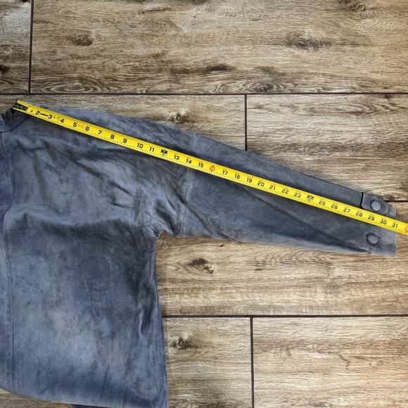 VTG Avanti Gray Genuine Pig Suede Open Jacket Push Sleeves Blazer Size Medium M - Picture 4 of 14